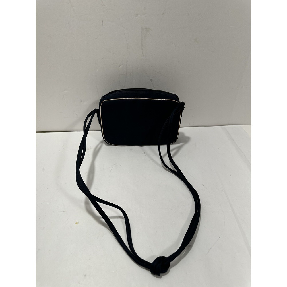 Miss Lewis Vintage Dark Navy W/ gold Trim Square Evening Shoulder Bag‎ Purse